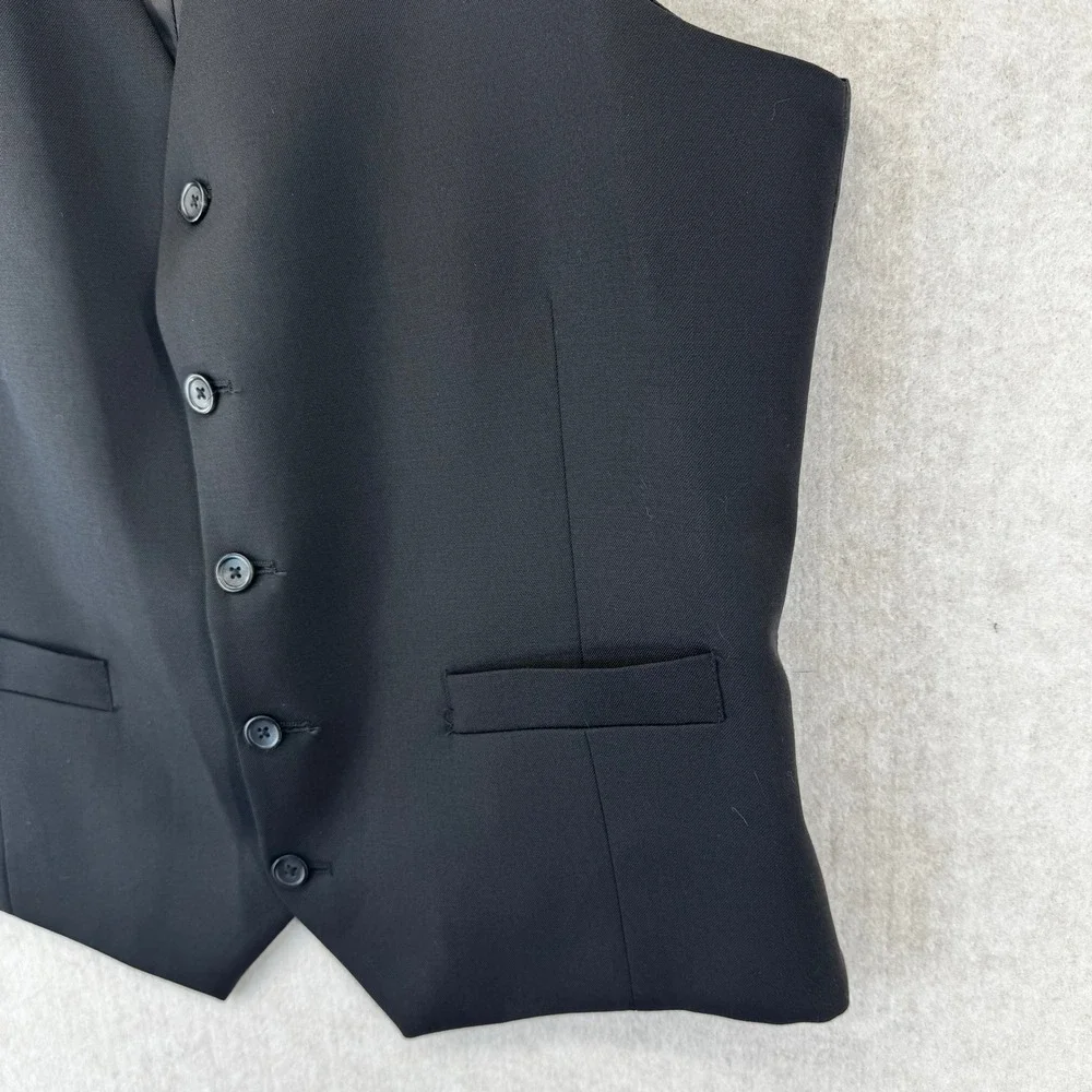Pronto Uomo Platinum Mens Black 100% Wool Suit Vest Modern Fit Size Small